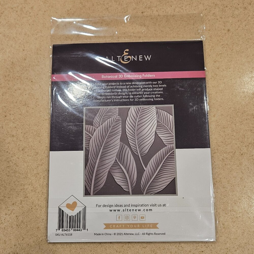 RARE ALTENEW BOTANICAL 3D EMBOSSING FOLDER BANANA 6X6 LEAVES DIE CUT MACHINE